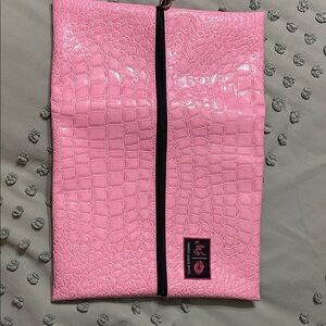 Pink Crocodile Embossed Pouch